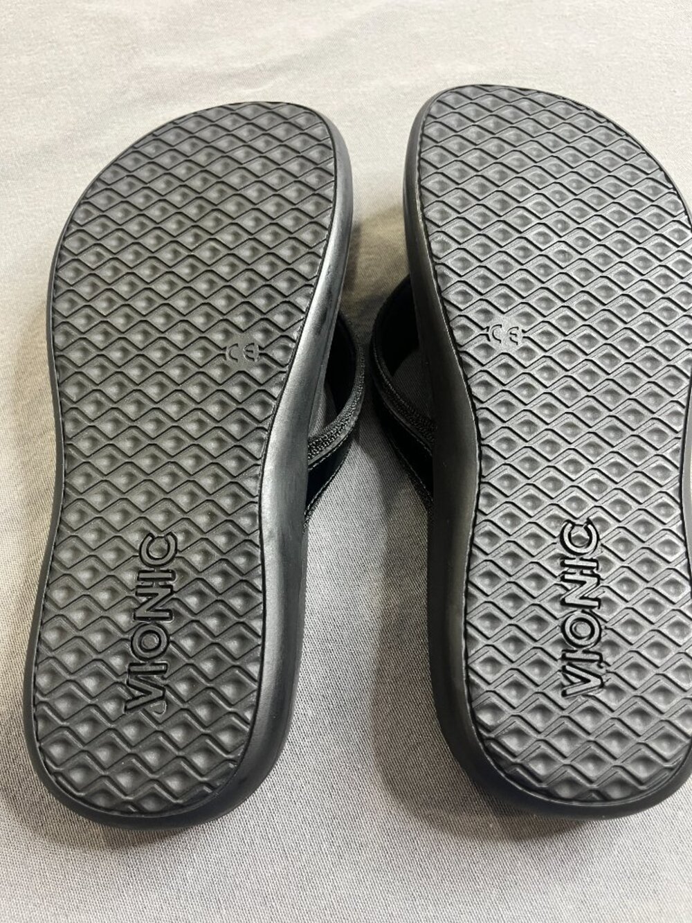 Vionic sandals Tide womens 6 orthopedic flip flop black patent leather MINT - Picture 3 of 4